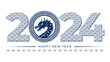 2024 Number design, year of the dragon zodiac with Dragon illustration