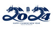 Happy chinese new year 2024 Typography sign year of the dragon zodiac