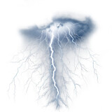 Fototapeta  - Lightning Strike and Thunder Clipart PNG isolated on Transparent Background.