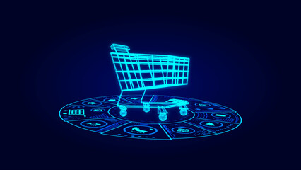 Poster - e-shopping concept icons  illustration  Online shopping with hand typing on mobile phone shopping online store concept, through online payment financial technology. 
 