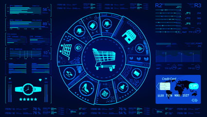 Poster - E-Commerce, Online Shopping, Digital Marketing Related Modern  Illustration