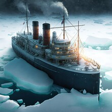  Steam Ship Stuck In The Ice 