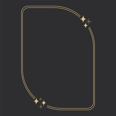 Wall Mural - golden celestial frame, border, arch line art esoteric minimal decoration with sparkles isolated on 