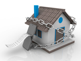 Poster - 3d rendering mobile phone with home protection lock

