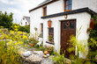 Irish traditional country village cottage with flowers