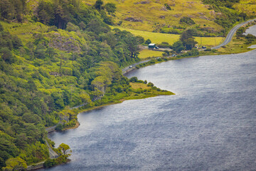 Wall Mural - Scenic driveway in Connemara national park view from Diamond mountain