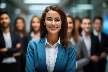 Woman Standing In Front Of Group Of People