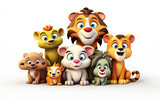 Fototapeta Pokój dzieciecy - Jungle Jamboree: 3D Cartoon Animal Family