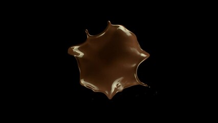 Poster - Super slow motion of hot chocolate splash on black background. Filmed on high speed cinema camera, 1000fps.