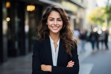 Young Happy Business woman. Generative AI