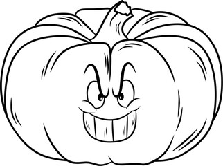 Wall Mural - Pumpkin Halloween cartoon line art