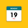 may 19 monday icon with yellow background, calender icon