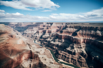 Wall Mural - drone photo of a wide desert canyon in the American Southwest, similar to Arizona Utah and Nevada ranges.