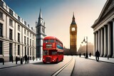 Fototapeta Londyn - city bus generating by AI technology
