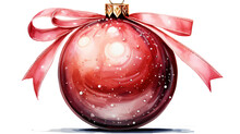 Single Red Christmas Ball In Watercolor Clipart Design Isolated Against Transparent Background