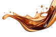 Brown cream coffee liquid swirl splash with little foundation bubbles isolated on clear png background, liquid fluid element flowing in form of wave,  with Generative Ai.