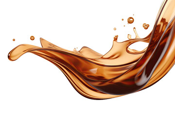 Wall Mural - Brown cream coffee liquid swirl splash with little foundation bubbles isolated on clear png background, liquid fluid element flowing in form of wave,  with Generative Ai.