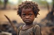 Sad Poor Starving Little African Boy Child Generative AI