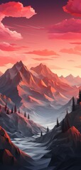 Sticker - sunset over the mountains