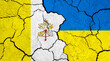 Leinwandbild Motiv Flags of Vatican City and Ukraine on cracked surface - politics, relationship concept