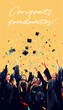 Vector illustration of graduating students, posterized style, flat colors. Graduation