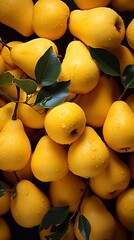 Wall Mural -  Fresh ripe quinces seamless background. Top view. AI generation