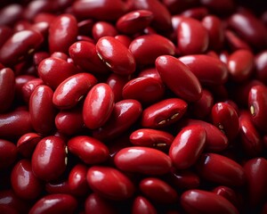 Canvas Print - Red beans seamless background, top view. AI generative