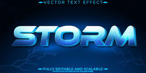 Poster - Storm text effect, editable thunder and lightning text style