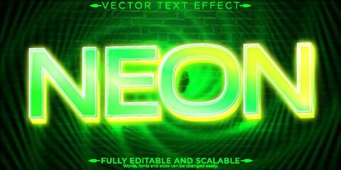 Poster - Neon text effect, editable gamer and glowing text style