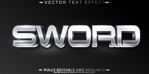 Sword metallic text effect; editable warrior and knight text style