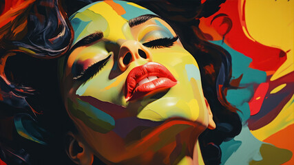 Wall Mural - Portrait of a beautiful woman with creative make-up. Beauty, fashion.