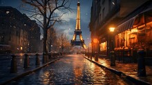 Paris In The Winter With The Eiffel Tower, Generative Ai