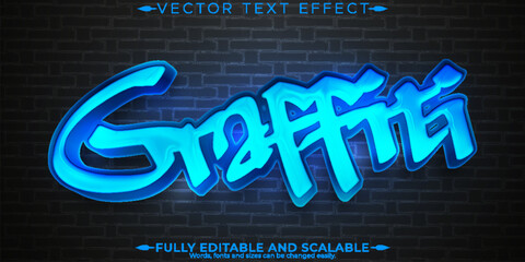 Wall Mural - Graffiti text effect, editable blue spray and street text style