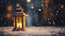 Christmas Lantern With Snowfall