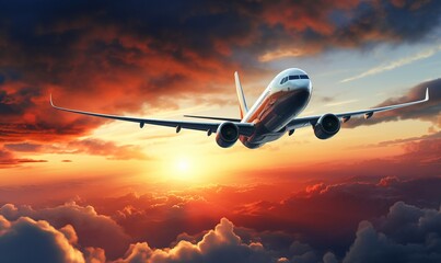 Wall Mural - Airplane in sky background