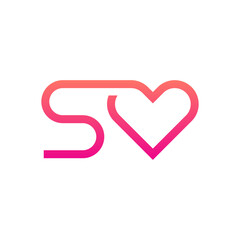 Poster - Letter S heart love modern minimal logo design