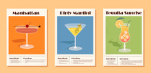 Cocktails Recipe Banners Vector Set