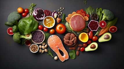 Poster - Fresh heart healthy Food flat lay