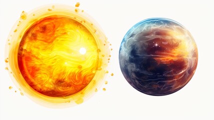 Canvas Print - sunrise over the planet earth concept with a bright sun and flare and planet