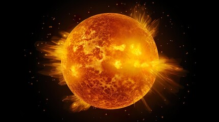 Canvas Print - sunrise over the planet earth concept with a bright sun and flare and planet