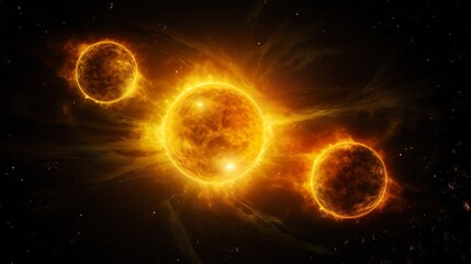 Canvas Print - sunrise over the planet earth concept with a bright sun and flare and planet