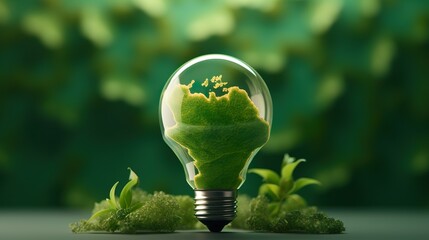 Wall Mural - clean energy concept, trees in bulb light of the rising sun