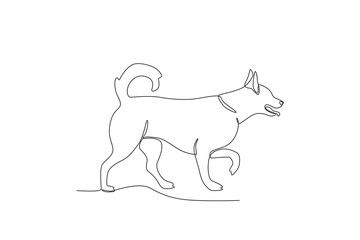 A stray dog walking. World animal day one-line drawing