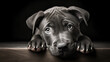 © Daniel L - A portrait of a cute black pitbull puppy with a sad expression on his face.