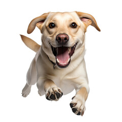 Wall Mural - Energetic Labrador Retriever playing on transparent backround.