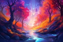 Fantasy Landscape Art Colorful Free Stock Photo - Public Domain Pictures