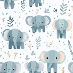  nursery decor elephant pattern illustrated simple texture seamless tile