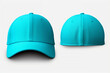 set of turquoise front and side view hat baseball cap on t