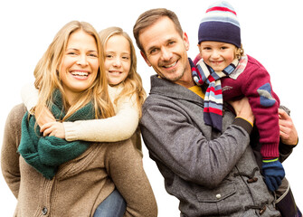 Poster - Digital png photo of caucasian couple with son and daughter on transparent background