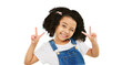 © Shubham Mayur/peopleimages.com - Little girl, portrait smile and peace sign with wink in casual fashion posing isolated on a transparent PNG background. Happy young kid or child with emoji, v hand gesture or symbol in happiness